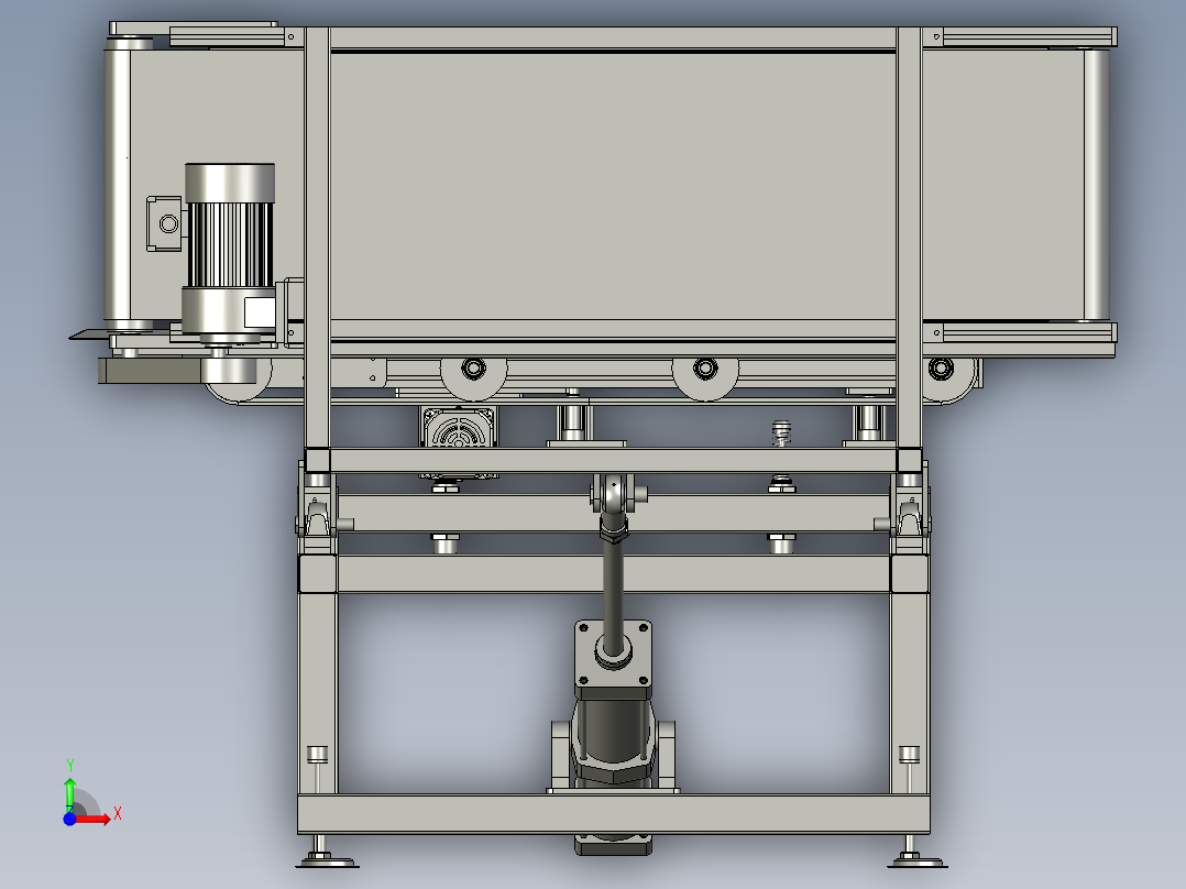 检测输送线的翻转机前视图