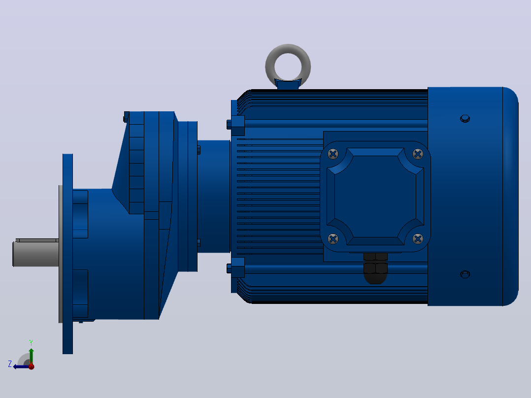 RXF37法兰轴伸式安装斜齿轮减速机RX37-Y0.55-4P-80-M1-0°-Φ160右视图