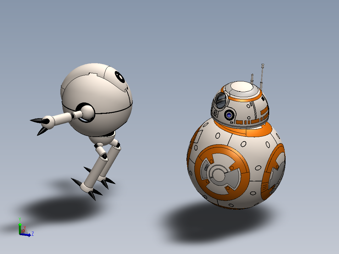 BB-8和Gyu机械模型主视图