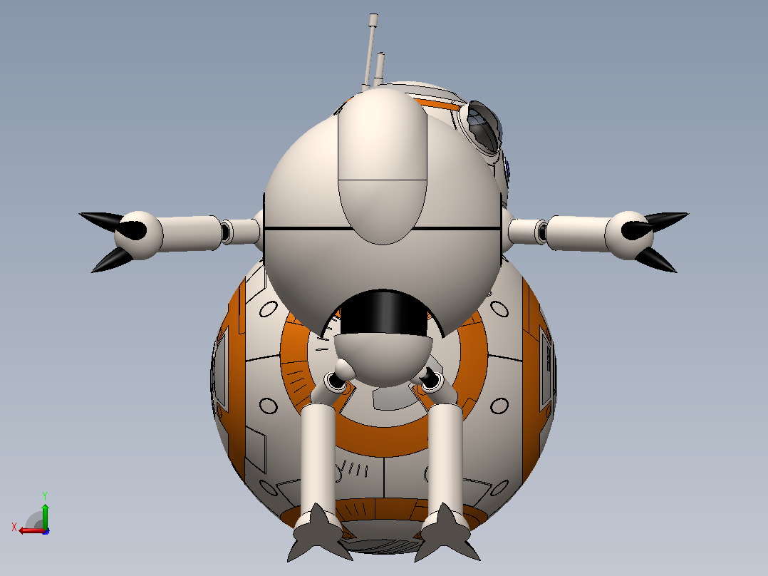 BB-8和Gyu机械模型后视图