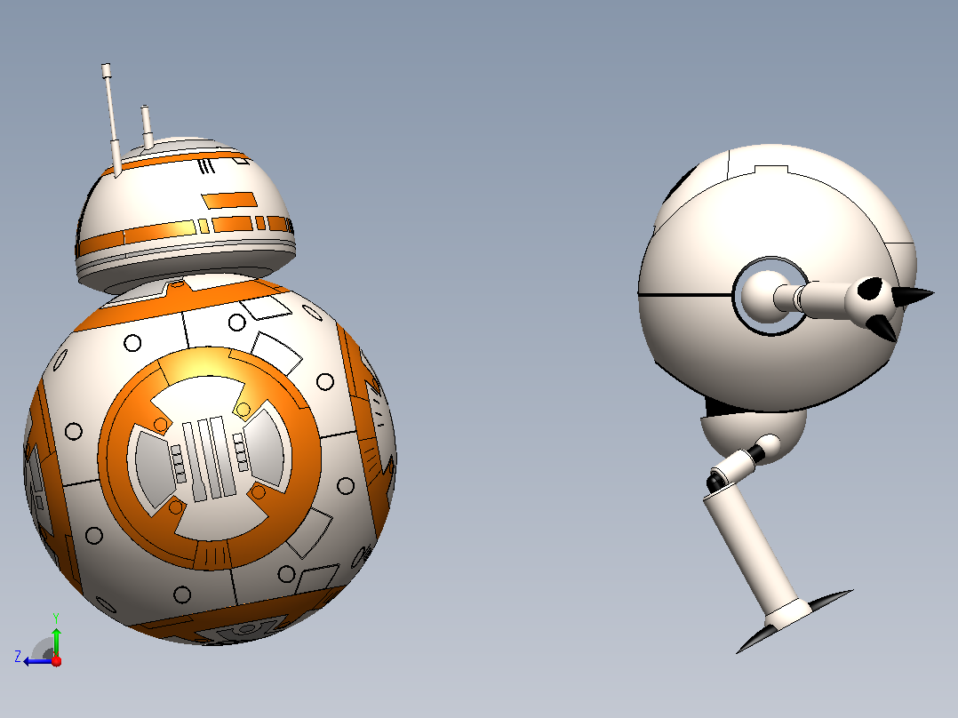BB-8和Gyu机械模型右视图