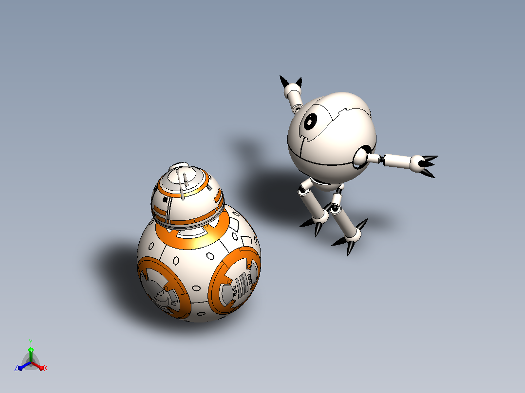BB-8和Gyu机械模型正等轴测图