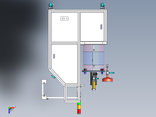 悬臂式灌胶机3D图纸 SolidWorks绘制图纸 搅拌式灌胶机3d三维模型俯视缩略图