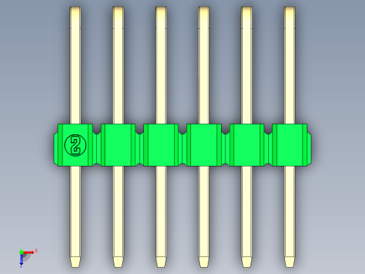 彩色公排针 100mil 2.54mm 系列-DS1022_green_3x06p_100mil_TypeD_rev1.0俯视缩略图