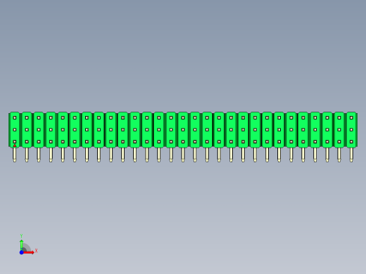彩色公排针 100mil 2.54mm 系列-DS1022_green_3x29p_100mil_TypeD_rev1.0前视缩略图