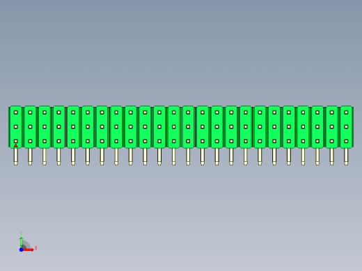 彩色公排针 100mil 2.54mm 系列-DS1022_green_3x24p_100mil_TypeD_rev1.0前视缩略图