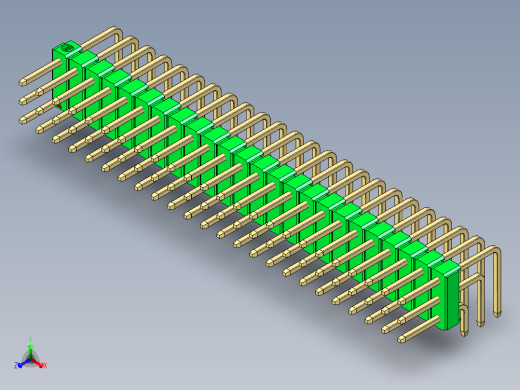彩色公排针 100mil 2.54mm 系列-DS1022_green_3x24p_100mil_TypeD_rev1.0正等轴测缩略图