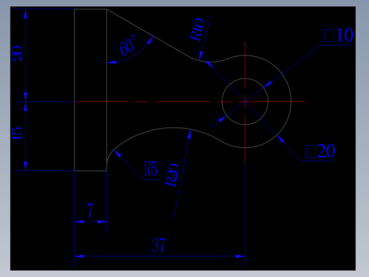 CAD格式机械制图二维100例练习-90 标注曲线性尺寸