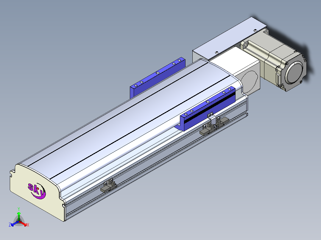 同步带滑台-半封闭B17H-L50-S300-L-P75-D3正等轴测图