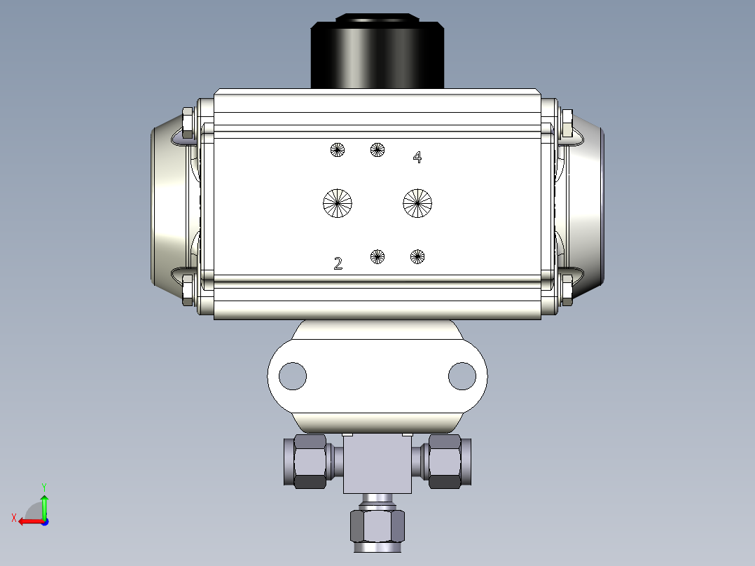 不锈钢单片式40G系列三通球阀，0.35 Cv，6 mm世伟洛克卡套管接头后视图