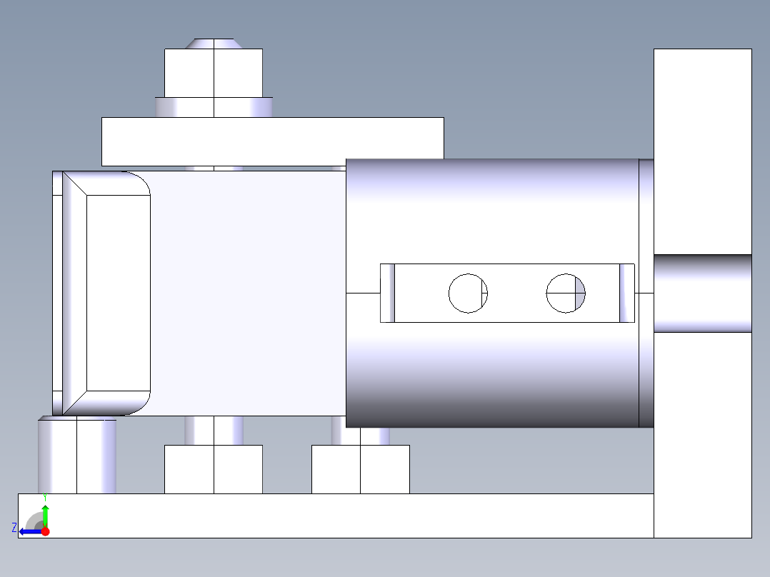 托架零件加工工艺及铣30x50上端面夹具设计【含三维】右视图