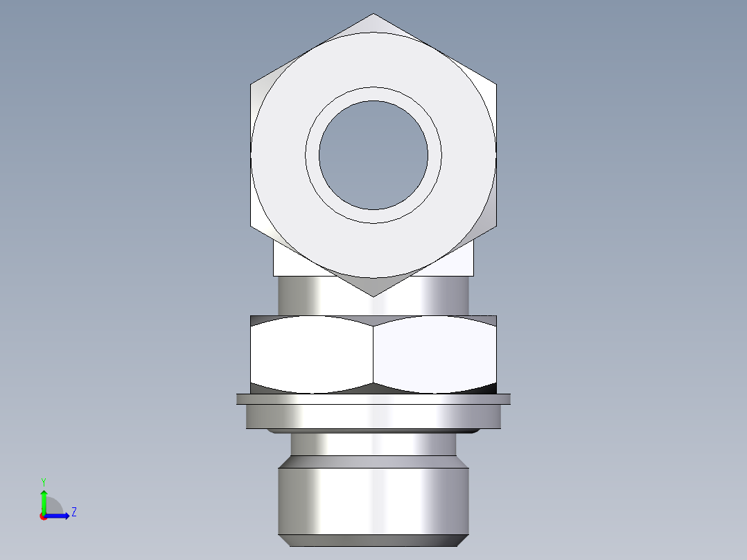 卡套式工业通用硬管接头EO_Adjustable_locknut_branch_tee_TEE15ZLRCF左视图