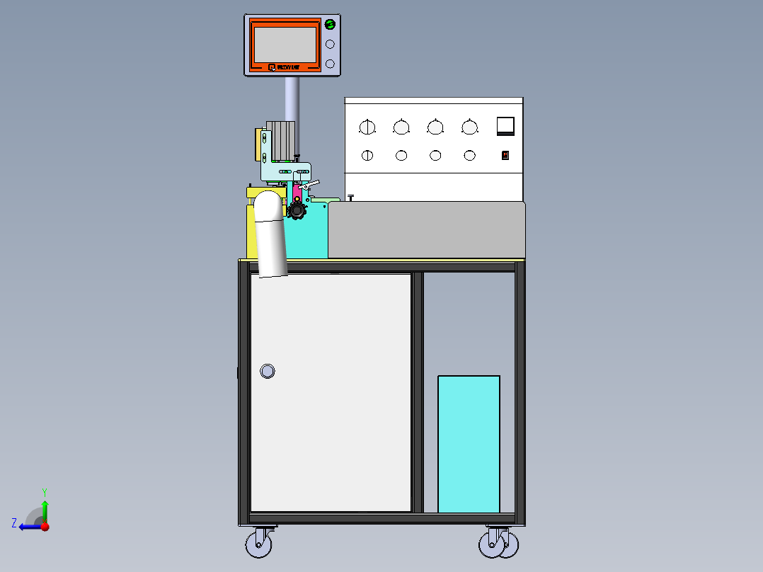 织带冲切机（sw18可编辑+cad）右视图