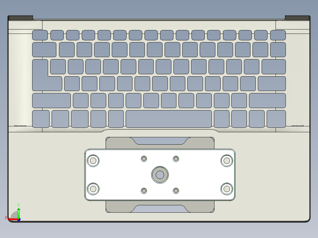 笔记本外壳铣TP框C角程序模型后视图