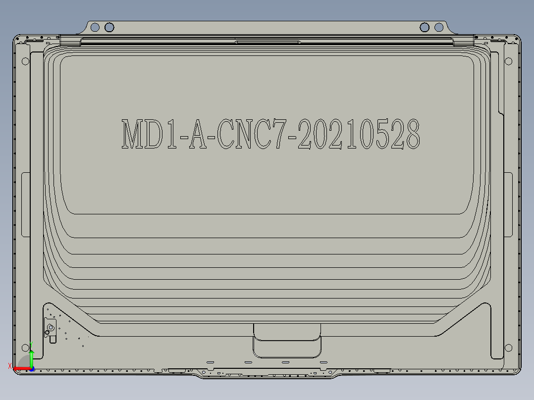 电脑A面金属外壳精铣外侧摄像头槽UG程序模型后视图