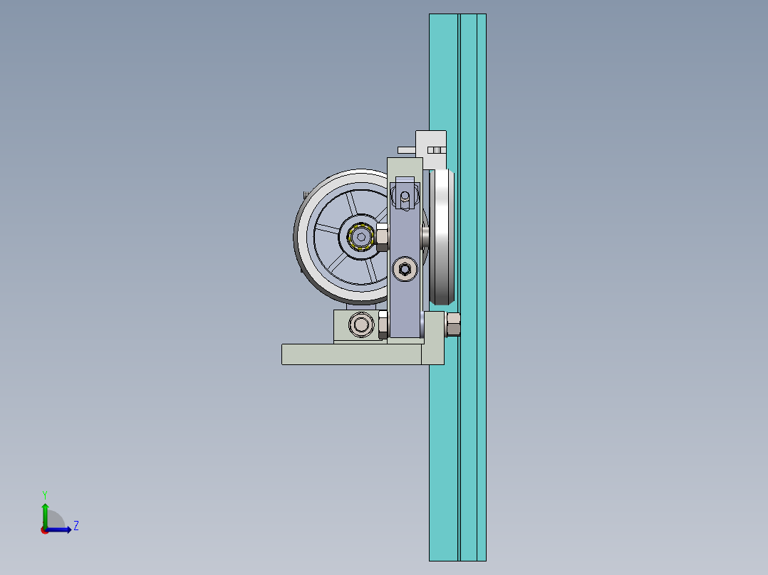 运动控制轮装置左视图