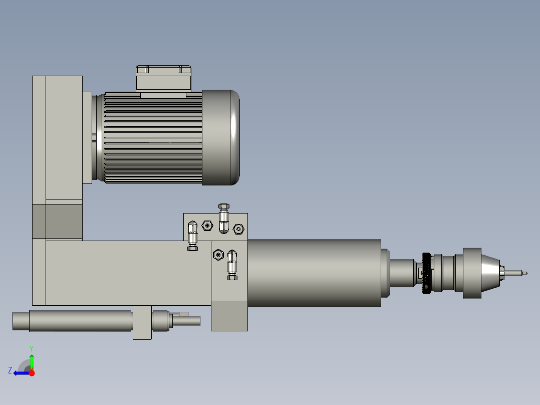 钻削主轴钻削动力头-朝上右视图