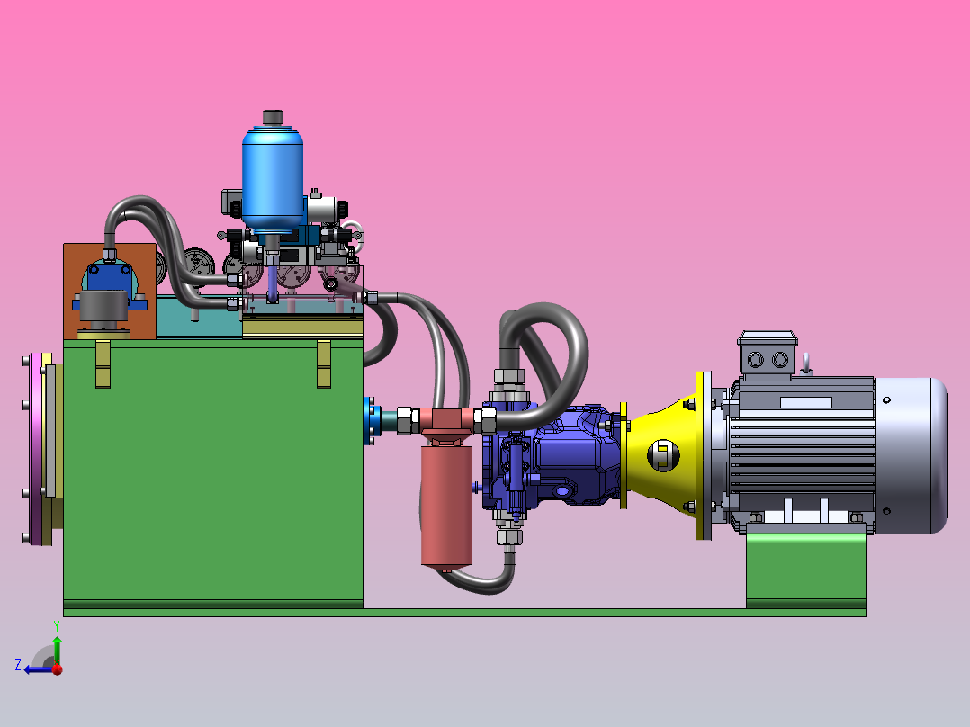 比例伺服液压系统液压缸加载系统设计（SW+CAD+说明书）右视图