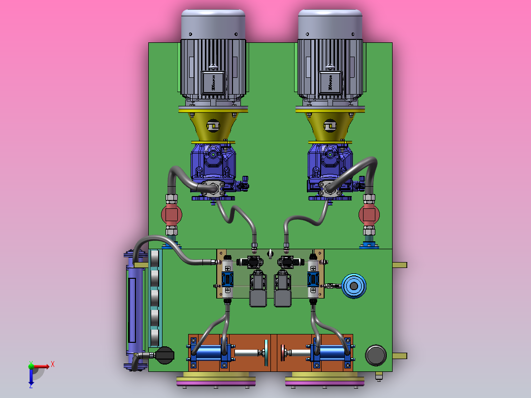比例伺服液压系统液压缸加载系统设计（SW+CAD+说明书）俯视图