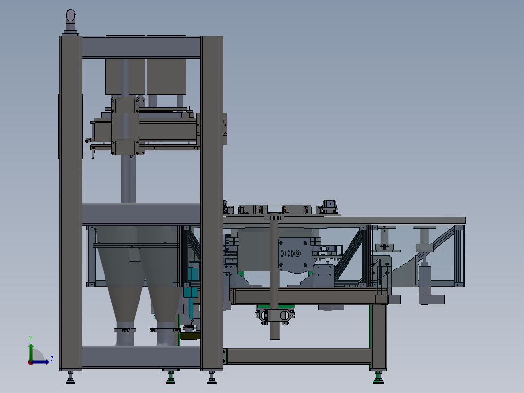 双工位灌装机CAD全套含三维模型左视图
