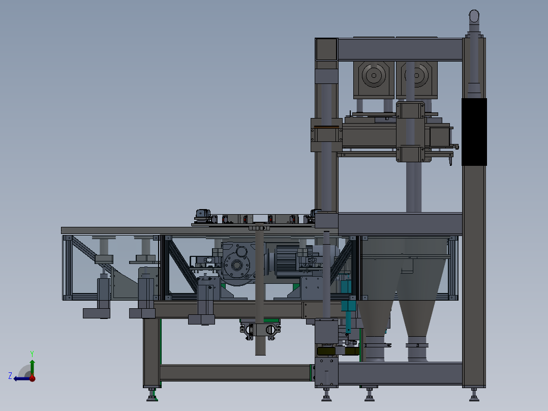 双工位灌装机CAD全套含三维模型右视图