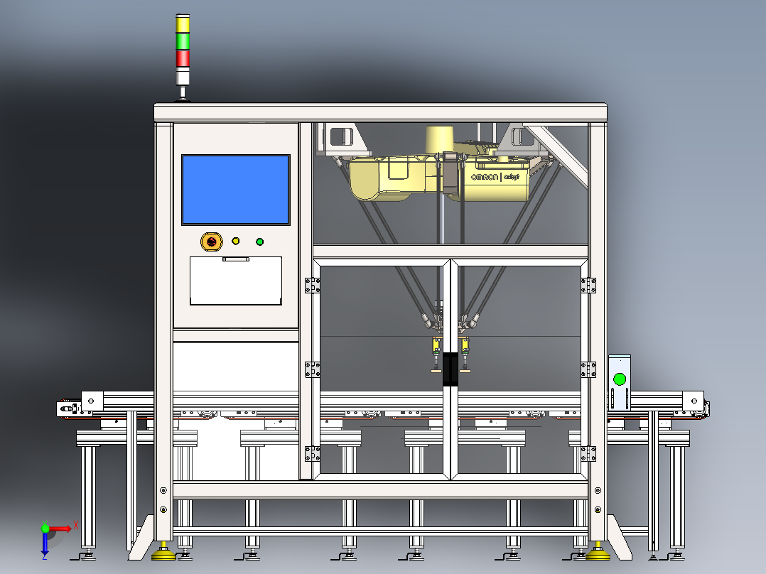 蜘蛛分拣机器人工作站sw18可编辑俯视图