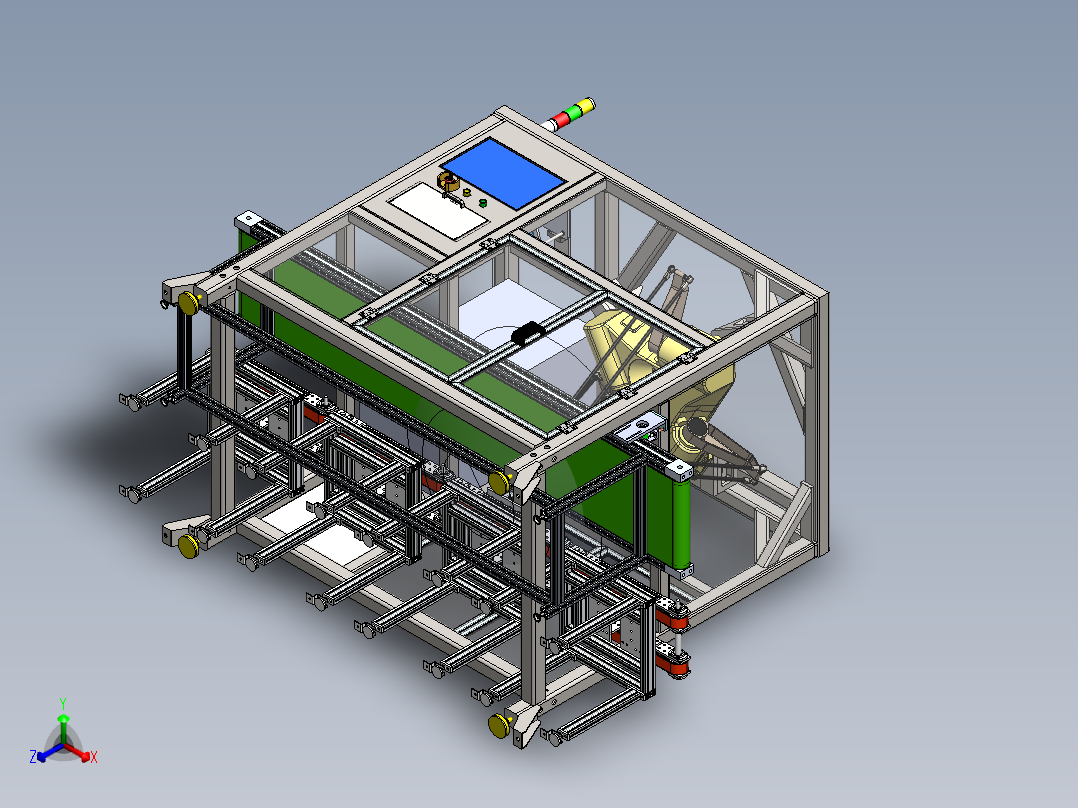 蜘蛛分拣机器人工作站sw18可编辑正等轴测图