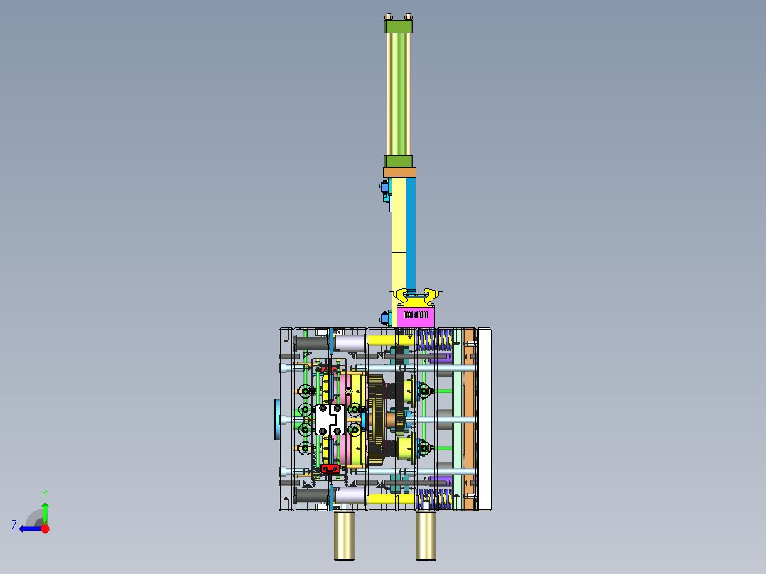 油缸带动齿条脱螺纹模具右视图