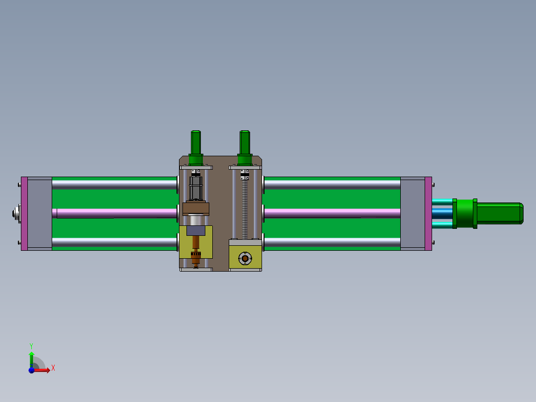 异型石材加工中心工作头部件的设计前视图