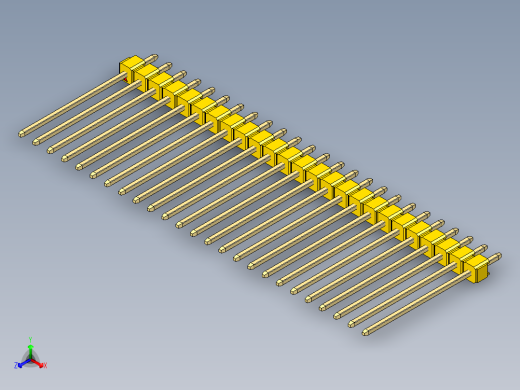 彩色公头100mil（2.54mm）系列-DS1021_yellow_1x25p_100mil_Type19_rev1.0正等轴测缩略图