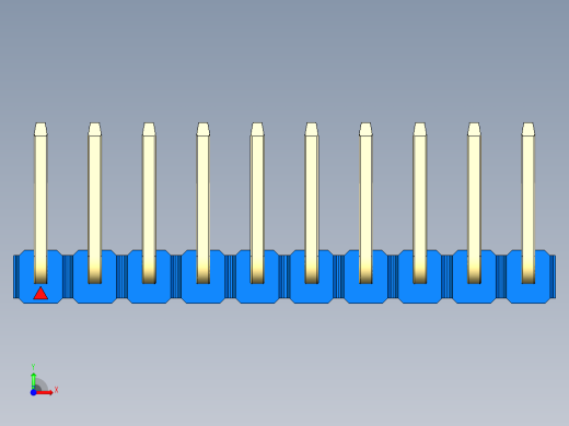 彩色公排针 100mil 2.54mm 系列-DS1022_blue_10p_100mil_TypeU_rev1.0前视缩略图
