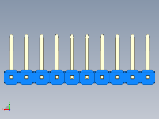 彩色公排针 100mil 2.54mm 系列-DS1022_blue_10p_100mil_TypeU_rev1.0后视缩略图