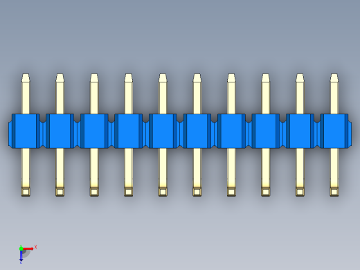 彩色公排针 100mil 2.54mm 系列-DS1022_blue_10p_100mil_TypeU_rev1.0俯视缩略图