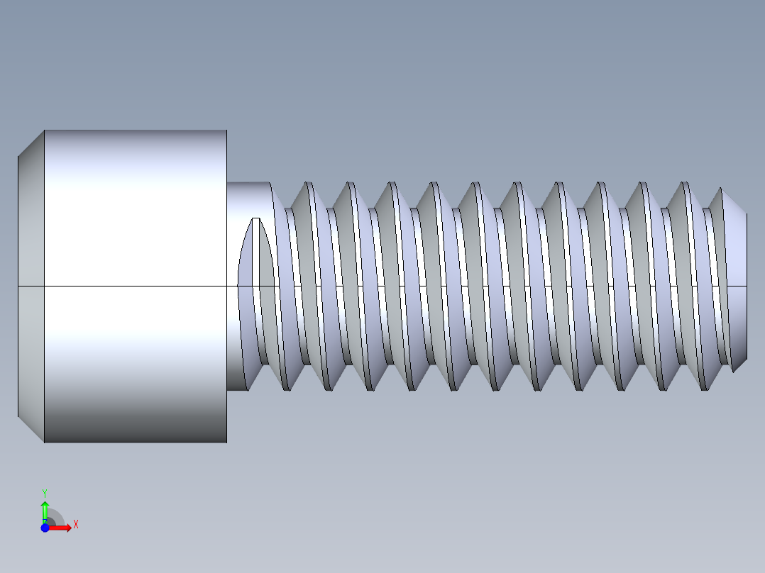 粗螺纹 SHCS 螺钉-SHCS 0.25x20x0.625.STEP前视图