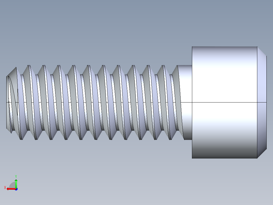 粗螺纹 SHCS 螺钉-SHCS 0.25x20x0.625.STEP后视图