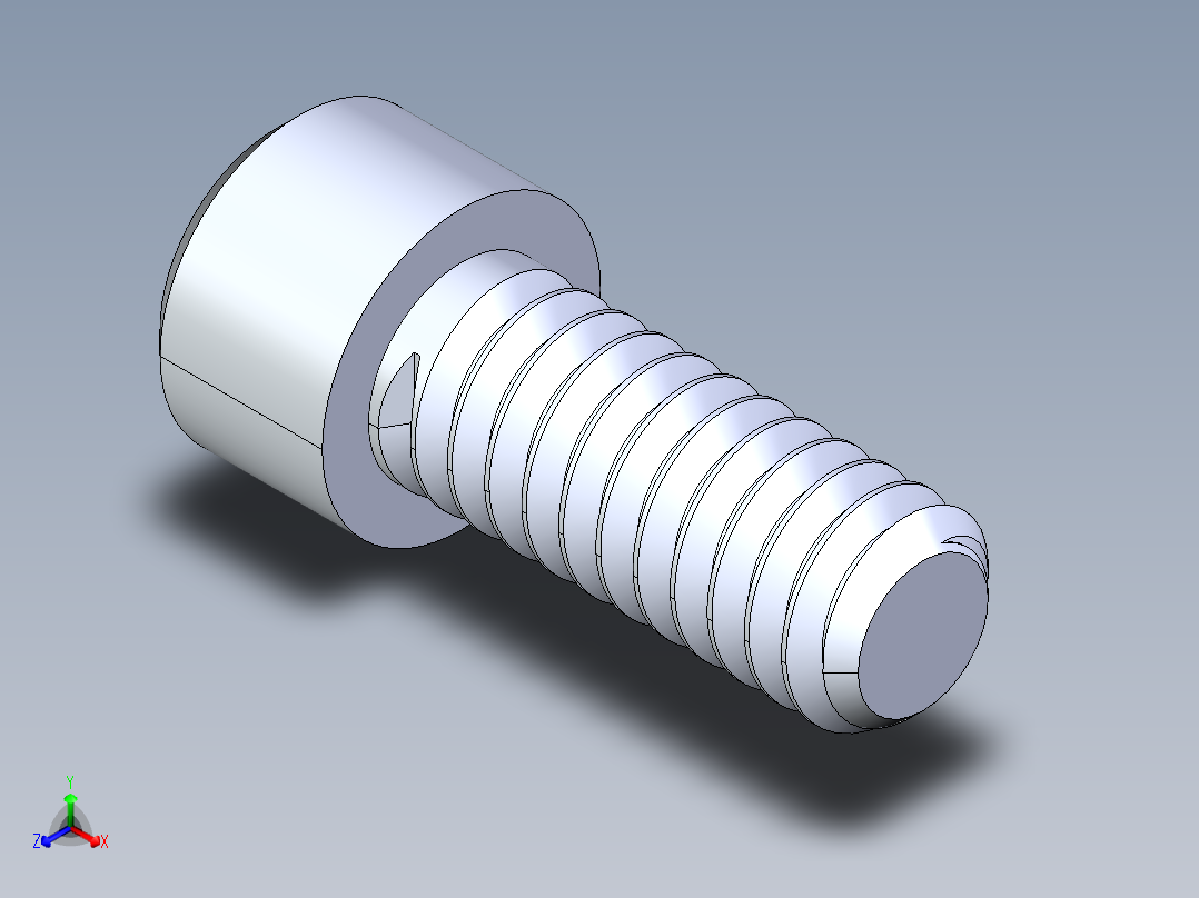 粗螺纹 SHCS 螺钉-SHCS 0.25x20x0.625.STEP正等轴测图
