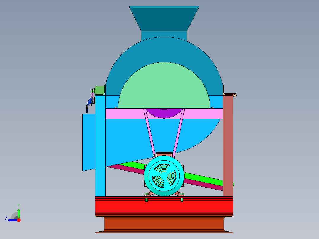滚筒塑料片料粉干燥机右视图