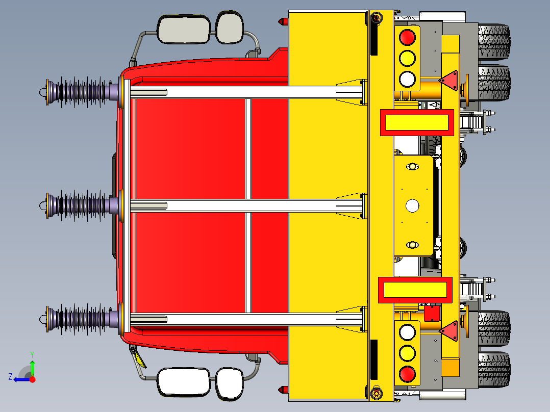 半挂拖车右视图