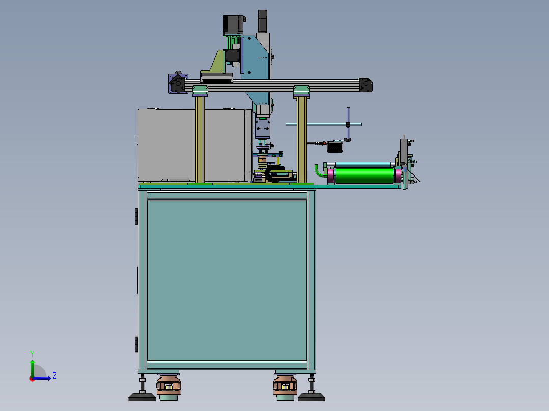 4轴模组打印贴标机sw18可编辑左视图