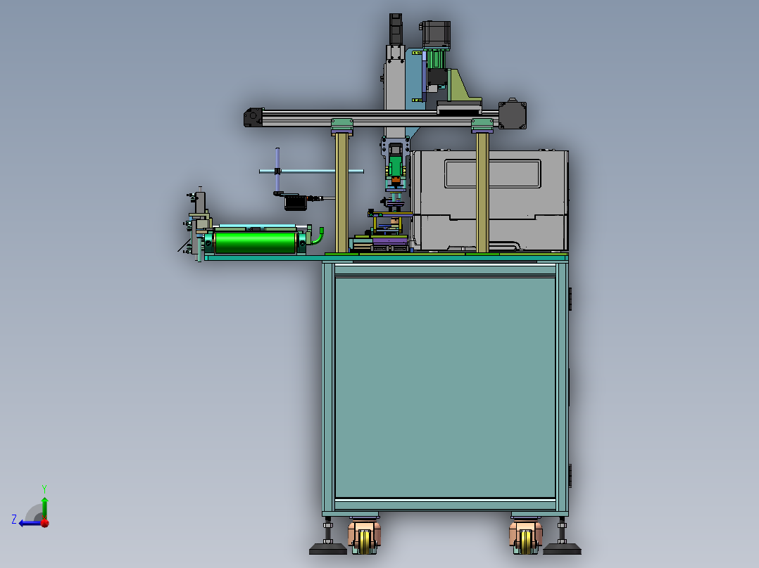 4轴模组打印贴标机sw18可编辑右视图
