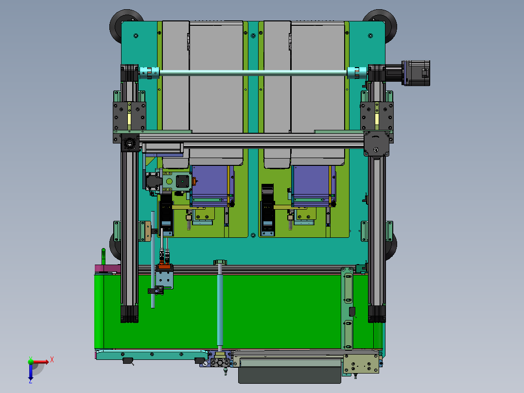 4轴模组打印贴标机sw18可编辑俯视图