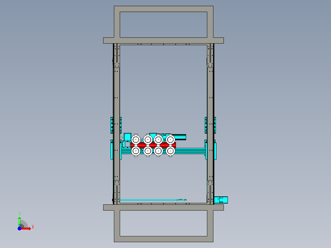 衍架式自动卸货设备三维设计前视图