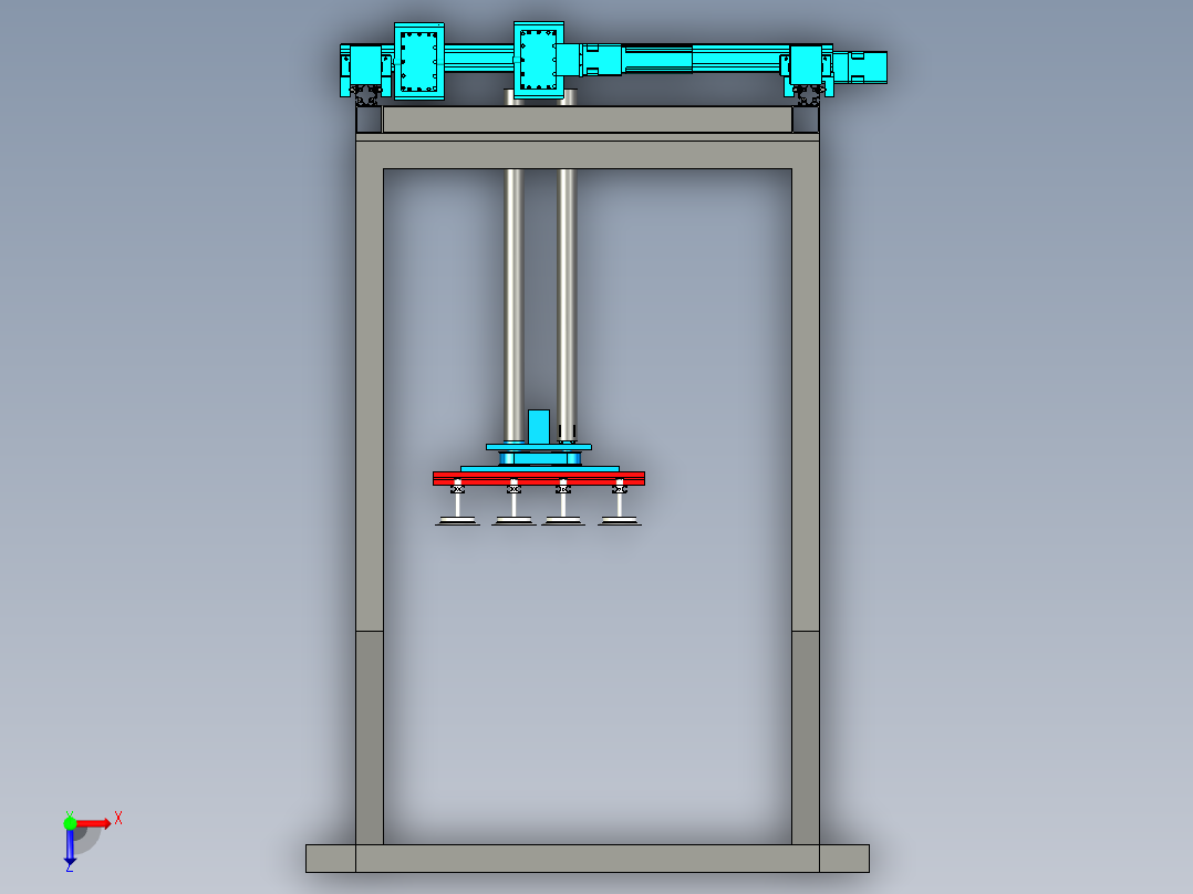 衍架式自动卸货设备三维设计俯视图