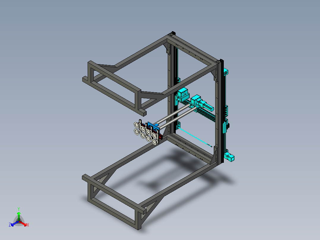 衍架式自动卸货设备三维设计正等轴测图