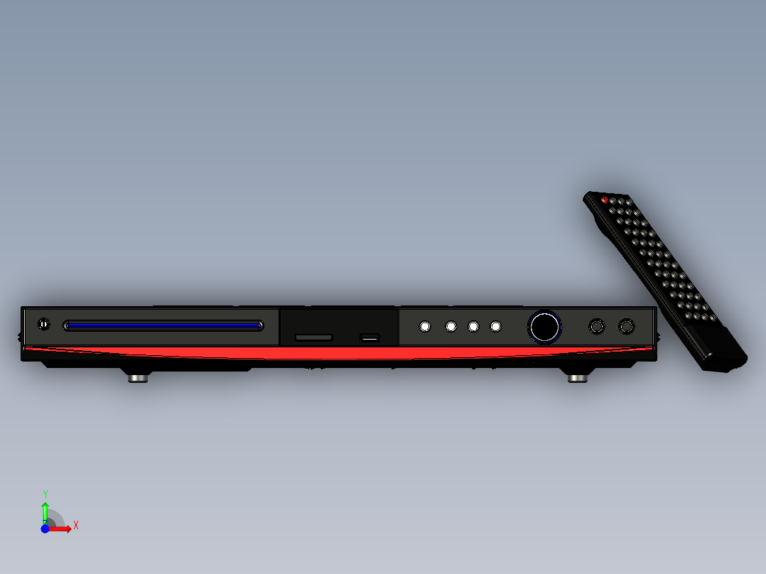 B3004577-带遥控器的DVD播放器前视图