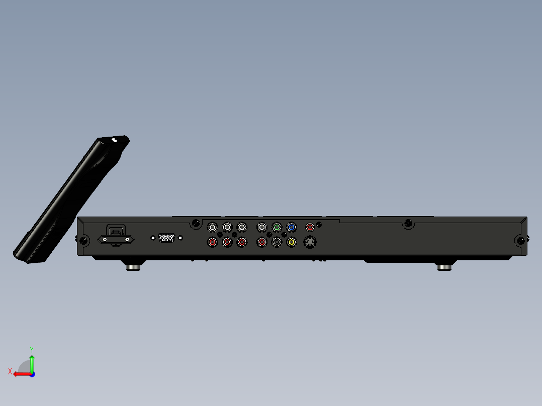 B3004577-带遥控器的DVD播放器后视图