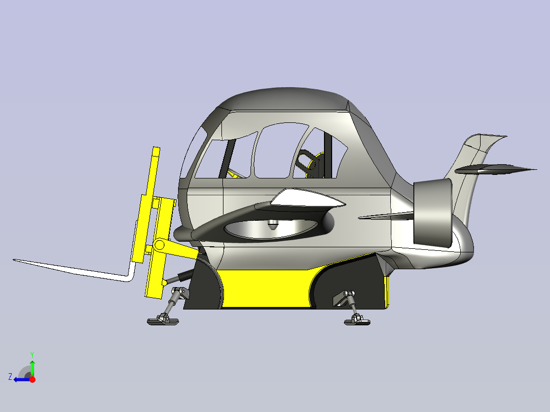 航空叉车  STEP右视图