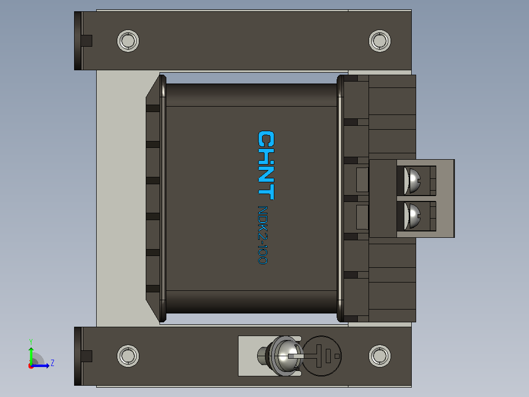 NDK2-100 380V-220V控制变压器三维模型202407左视图