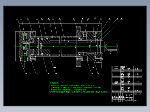 液压缸油缸CAD装配图纸A1幅面机械设计dwg图纸素材直径100