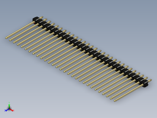 彩色公头100mil（2.54mm）系列-DS1021_black_1x29p_100mil_Type19_rev1.0正等轴测缩略图